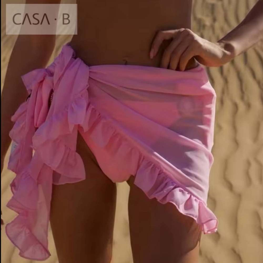 NEW💫 to CASA B| Rosalind Pink Ruffle Side-tie Swim Sarong